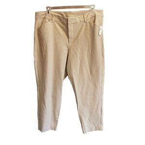 Old Navy Plus Size 20 Tan White Houndstooth-High Rise Pixie Pants-NWT